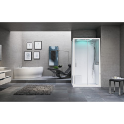 Cabine de douche EON 2P 120 x 80 cm DR mitigeur thermostatique + coiffe verre