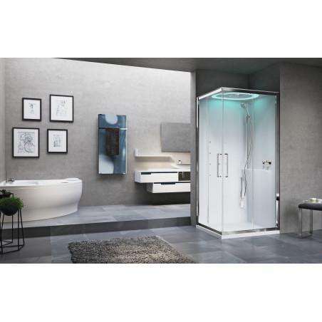 Cabine de douche EON A 100 x 80 cm GA mitigeur mécanique verre transparent blanc