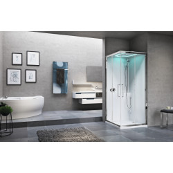 Cabine de douche EON A 80 x 80 cm mitigeur thermostatique + coifee verre transparent