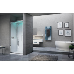 Cabine hydromassante EON G + F en niche 90 x 90 cm mitigeur mécanique (receveur haut) EONGN99M1F