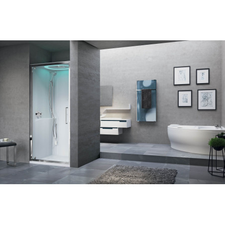 Cabine hydromassante EON G + F en niche 90 x 90 cm mitigeur mécanique (receveur haut) EONGN99M1N