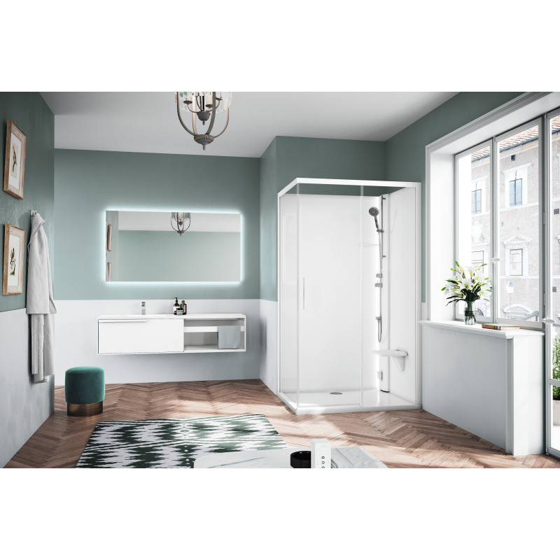 Cabine de douche GLAX 2.0 1 2P + F (B.11,5) 120 x 80 cm verre transparent droite G212P129DMF
