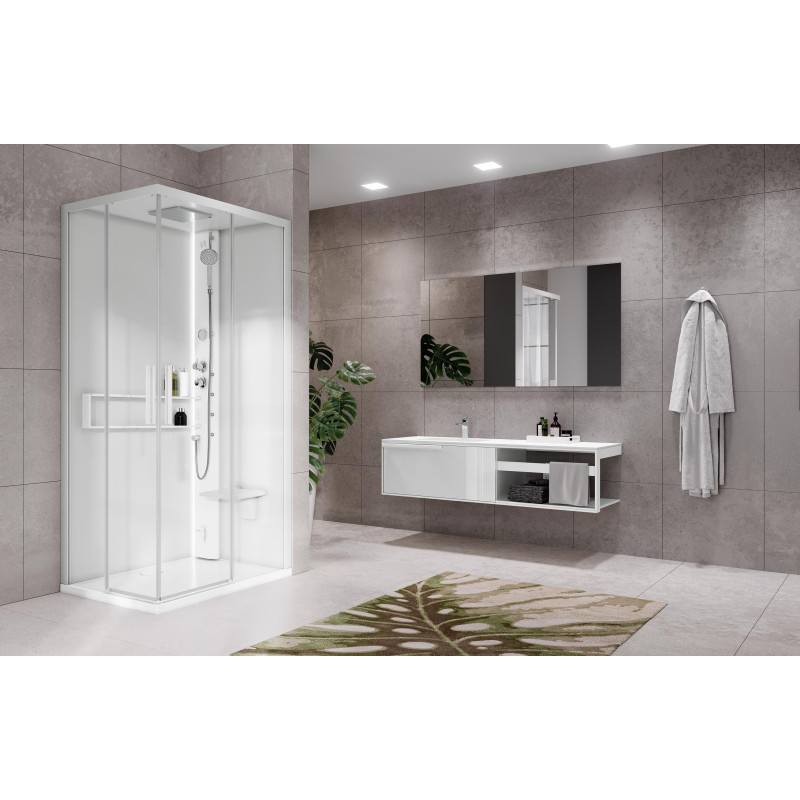 Cabine hydromassante GLAX 2.0 2 A (B.11,5) 80 x 80 cm verre transparent mitigeur G22A89M1L