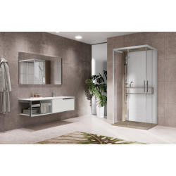 Cabine hydromassante GLAX 2.0 2 A + F (B.11,5) 100 x 80 cm droite mitigeur G22AF198DT1L