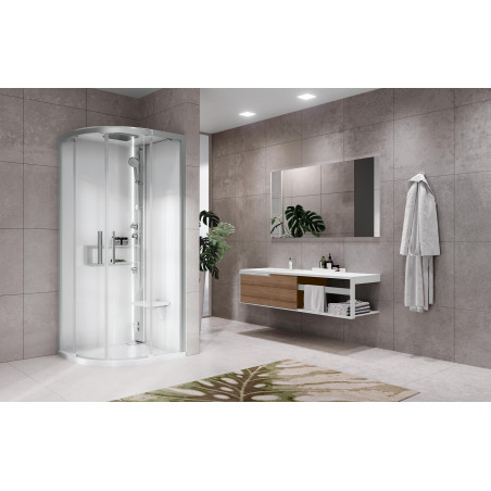 Cabine hydromassante GLAX 2.0 2 R (B.4,5) 100 x 100 cm verre transparent mitigeur G22R100T5