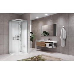 Cabine hydromassante GLAX 2.0 2 R (B.11,5) 100 x 100 cm verre transparent mitigeur G22R109M1
