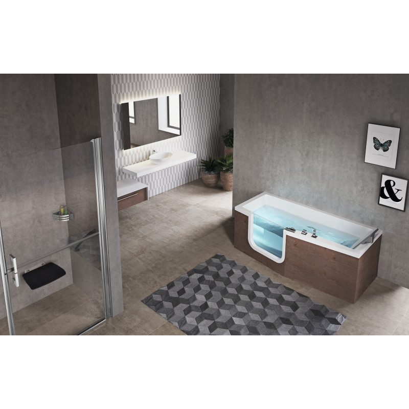 Baignoire balnéo IRIS 180 x 85 cm droite WHI + AIR + IRI418085TED