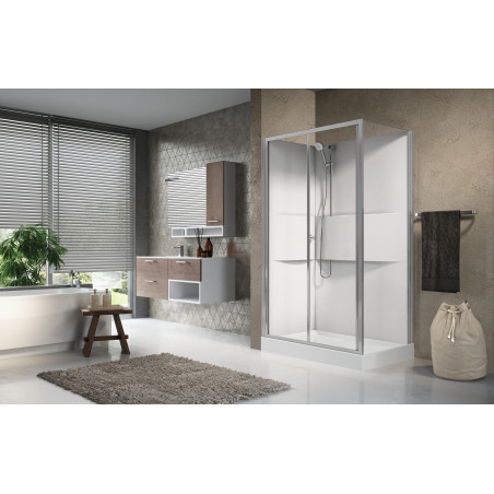 Cabine de douche MEDIA 2.0 2P 120 x 80 cm mitigeur thermostatique verre transparent