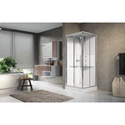 Cabine de douche MEDIA 2.0 A 80 x 80 cm mitigeur thermostatique verre transparent