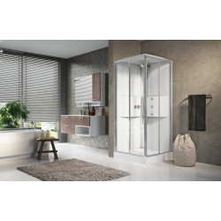 Cabine de douche MEDIA 2.0 A 90 x 90 cm mitigeur thermostatique verre transparent
