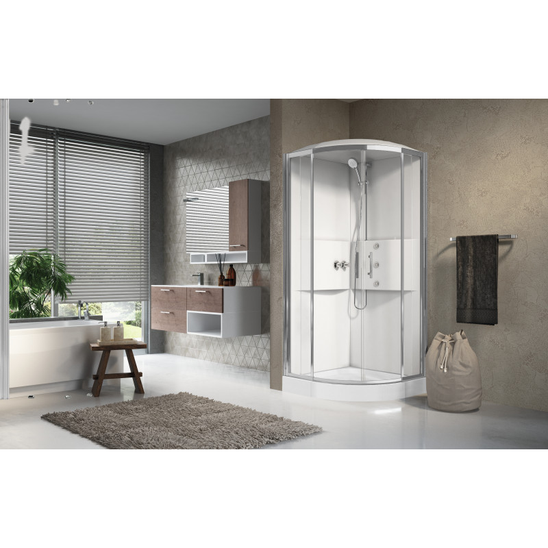 Cabine de douche MEDIA 2.0 R 90 x 90 cm mitigeur mitigeur mécanique verre transparent