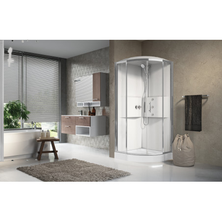 Cabine de douche MEDIA 2.0 R 90 x 90 cm mitigeur mitigeur mécanique verre transparent