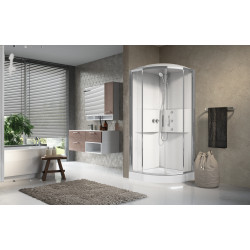 Cabine hydromassante MEDIA 2.0 R 90 x 90 cm mitigeur thermostatique hydromassage