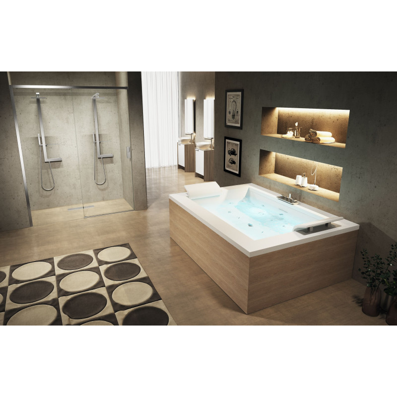 Baignoire SENSE 190 x 140 cm avec cadre + robinet blanc