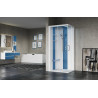 Cabine hydromassante SKILL A 120 x 100 cm droite mécanique HYD + coiffe + éclairage SKIA219DM1F