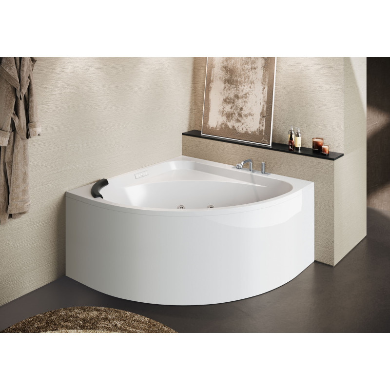 Baignoire d'angle version désinfection brillant 1 tablier brillant