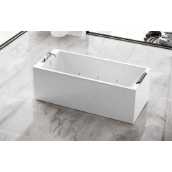 Baignoire balnéo STILE 180 x 80 cm whirlpool + dis. + éclairage + robinet blanc