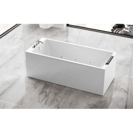 Baignoire balnéo STILE 170 x 70 cm natural AIR + whirlpool + remplissage blanc