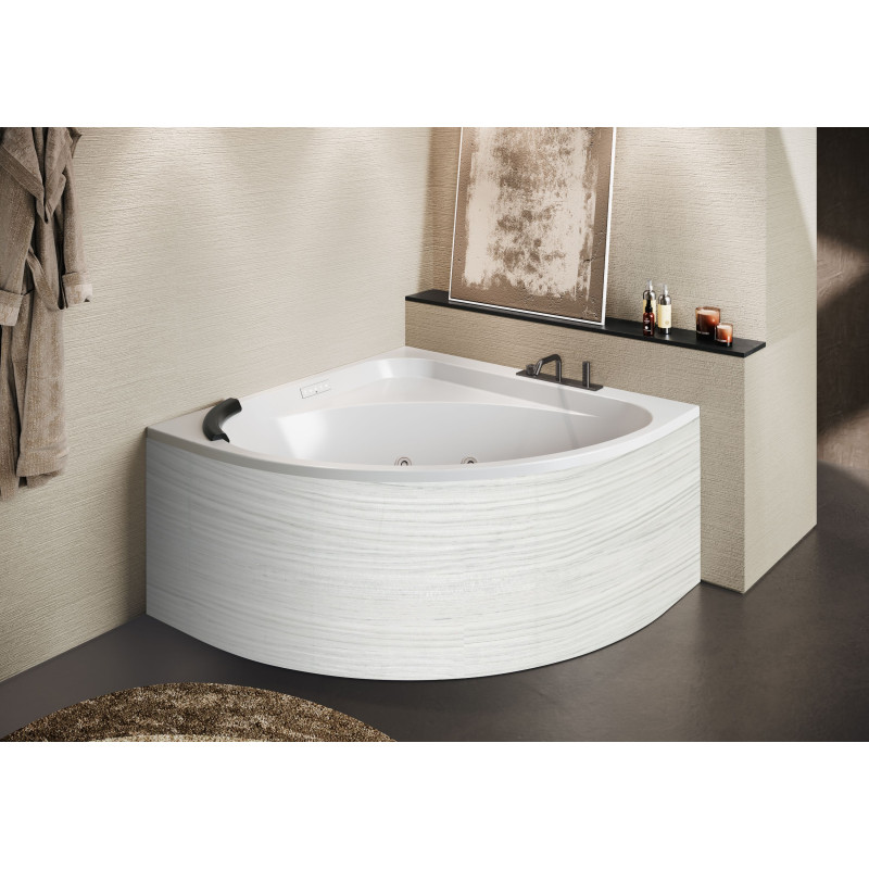 Baignoire d'angle version brillant 1 tablier wood