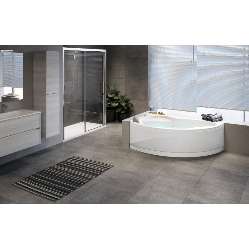 Baignoire balnéo VOGUE 165 x 85 cm gauche whirlpool + bouton mécanique vidage S