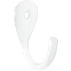 Crochet 1 trou 44 x 19 mm l'unité, zamak époxy blanc