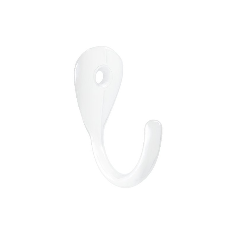 Crochet 1 trou 44 x 19 mm l'unité, zamak époxy blanc