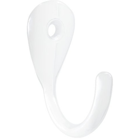 Crochet 1 trou 44 x 19 mm l'unité, zamak époxy blanc