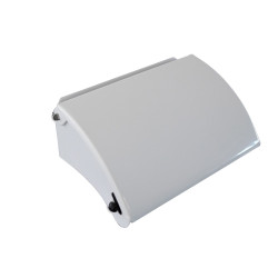 Distributeur papier WC rouleau 127,5x82x5mm, acier blanc, rouleau plastique noir