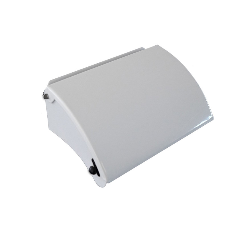Distributeur papier WC rouleau 127,5x82x5mm, acier blanc, rouleau plastique noir