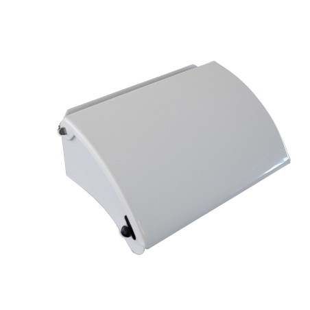 Distributeur papier WC rouleau 127,5x82x5mm, acier blanc, rouleau plastique noir
