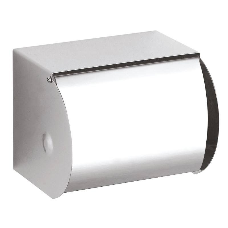 Distributeur papier WC rouleau avec couvercle, 123 x 96 x 100 mm, inox poli