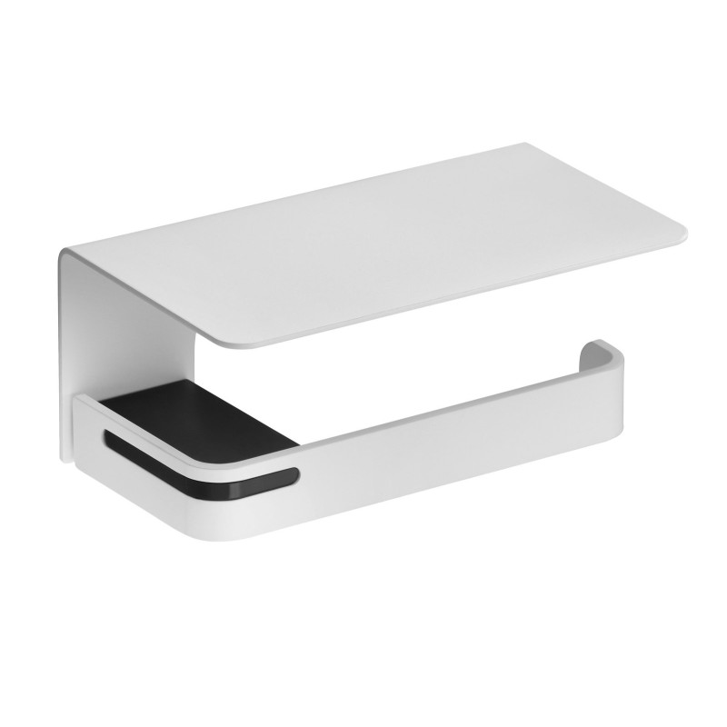 Distributeur papier WC rouleau + tablette 175 mm, alu Plié thermolaqué blanc mat