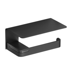Distributeur papier WC rouleau + tablette 175 mm, alu Plié thermolaqué noir mat