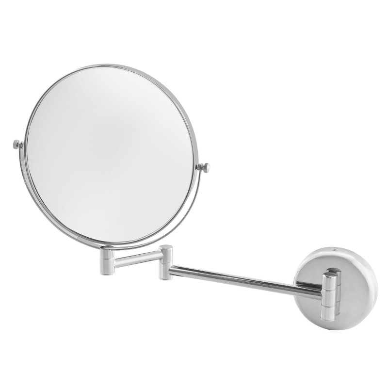 Miroir pivotant grossissant 1 face x 3, 1 face normal, support mural extensible