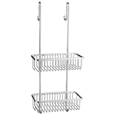 Panier de douche droit à suspendre, double paniers, inox poli brillant
