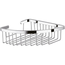 Panier de douche mural d'angle, inox poli brillant