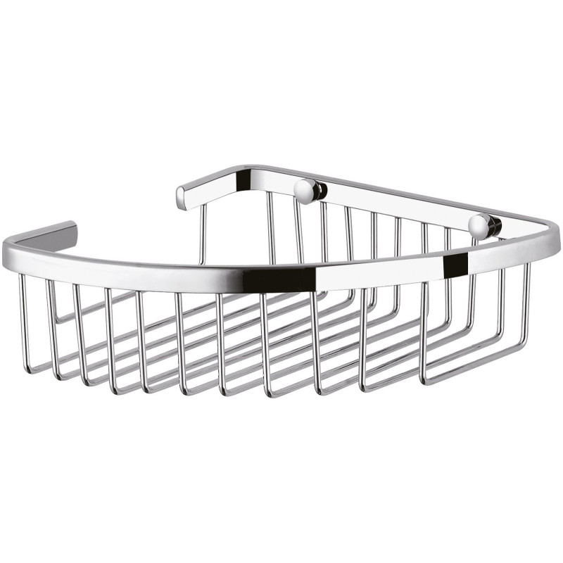 Panier de douche mural d'angle, inox poli brillant