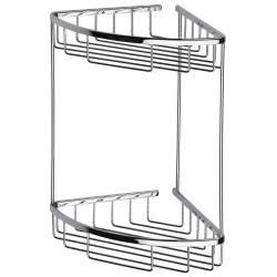 Panier de douche mural d'angle, double paniers, inox poli brillant