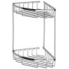 Panier de douche mural d'angle, double paniers, inox poli brillant