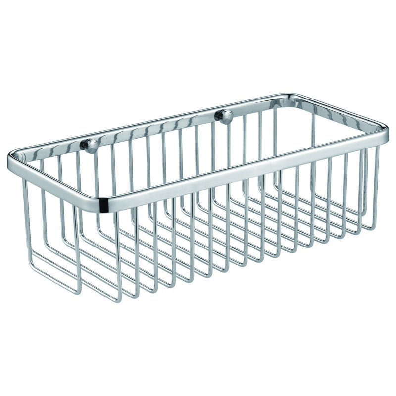 Panier de douche mural droit, inox poli brillant