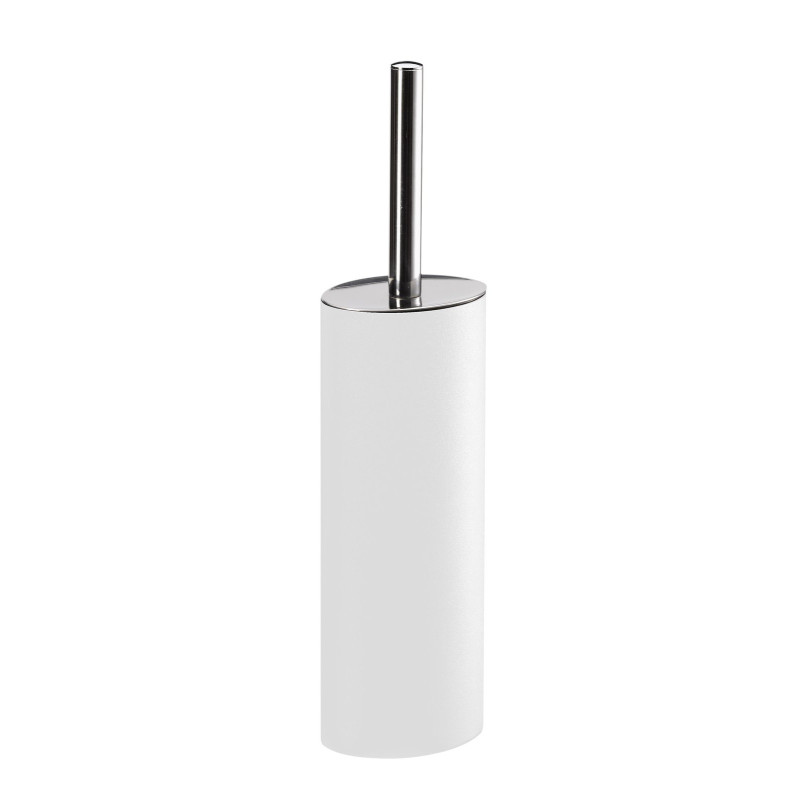 Porte-balayette 100x78x385 mm, inox blanc et tube inox chrome forme elliptique