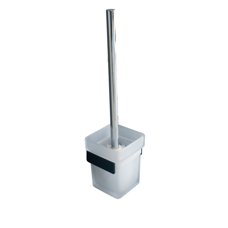 Porte-balayette mural 95x92x362 mm, support alu. Plié thermolaqué noir mat