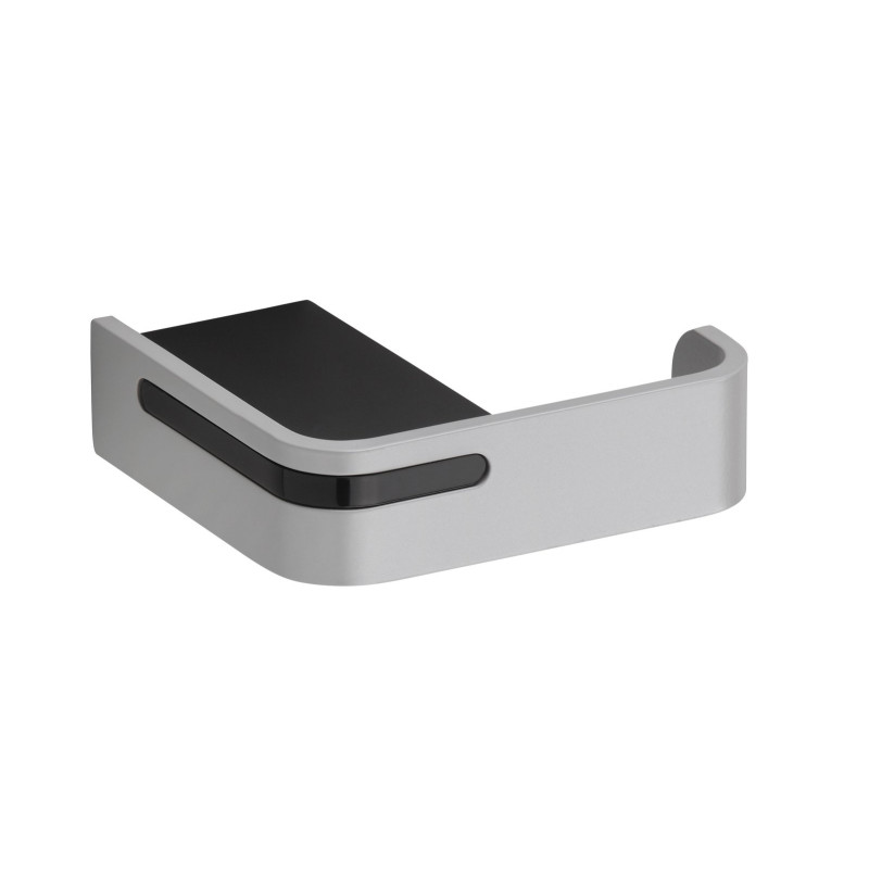 Porte-manteau 1 tête 90,5x80,5 mm, alu plié gris mat, fix. invisibles