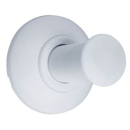 Porte-peignoir 1 tête 74 x 66 mm, tube acier blanc Ø 25 mm, fixations invisibles