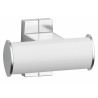 Porte-peignoir 2 têtes 105x70x67,5mm, tube alu. époxy blanc-chromé mat Ø 38x25mm