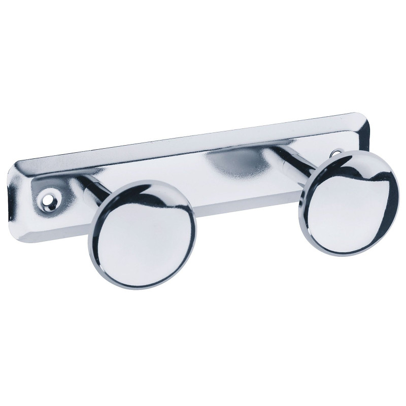 Porte-peignoir 2 têtes 182 x 68 mm tête Ø 50 mm, acier chromé