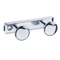Porte-peignoir 2 têtes 182 x 68 mm, tête Ø 50 mm, acier inox 304 poli