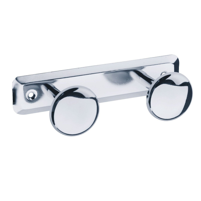 Porte-peignoir 2 têtes 182 x 68 mm, tête Ø 50 mm, acier inox 304 poli
