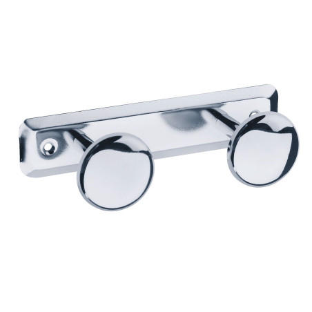 Porte-peignoir 2 têtes 182 x 68 mm, tête Ø 50 mm, acier inox 304 poli