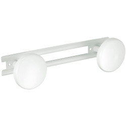 Porte-peignoir 2 têtes 70 x 242 mm, tête Ø 65 mm, acier époxy blanc